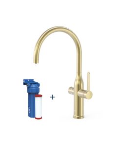 Grifo monomando de 2 vías para cocina, para agua de red y filtrada Tres Cava dorado