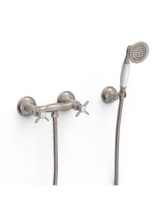 Grifo bimando mural para ducha Tres Clasic Acero