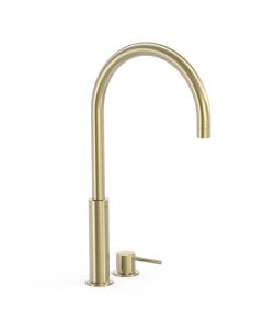 Grifo monomando alto de repisa para lavabo Tres Study Cava dorado