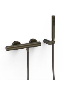 Grifo monomando mural para ducha Tres Study Negro Bronce