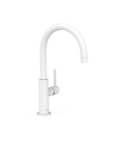 Grifo monomando alto con maneta lateral para lavabo Tres Study Blanco Mate