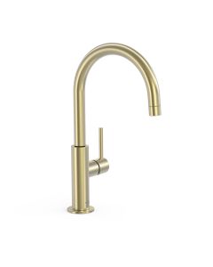 Grifo monomando alto con maneta lateral para lavabo Tres Study Cava dorado