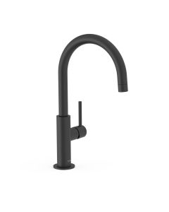 Grifo monomando alto con maneta lateral para lavabo Tres Study Negro Mate