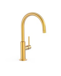 Grifo monomando alto con maneta lateral para lavabo Tres Study Oro Mate 24K