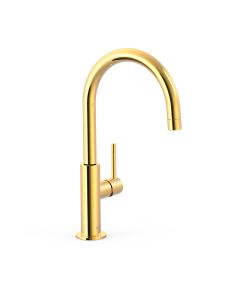 Grifo monomando alto con maneta lateral para lavabo Tres Study Oro 24K