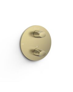 Pieza vista para caja empotrada de 2 vías Therm‑box Tres Therm-box Cava dorado