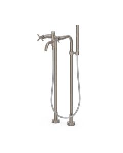 Grifo bimando de suelo para bañera y ducha Tres Mont Blanc Acero
