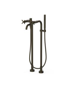 Grifo bimando de suelo para bañera y ducha Tres Mont Blanc Negro Bronce