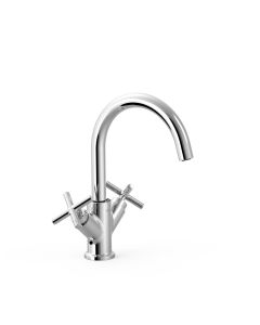 Grifo bimando alto para lavabo Tres Mont Blanc Cromo