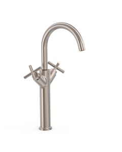 Grifo bimando XL para lavabo Tres Mont Blanc Acero