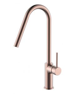 Grifo monomando de cocina IMEX serie Kenia acabado Oro Rosa Cepillado