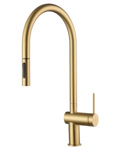 Grifo Monomando Cocina Extraíble IMEX Berna Oro Cepillado