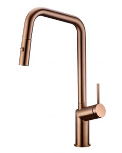 Grifo Monomando Cocina Extraíble IMEX Bonn Oro Rosa Cepillado