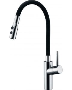 Grifo de cocina monomando flexible IMEX Tokyo GCE016 cromo y negro mate