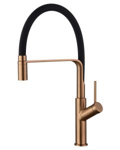 Grifo Monomando Cocina Flexible IMEX Sena Oro Rosa Cepillado