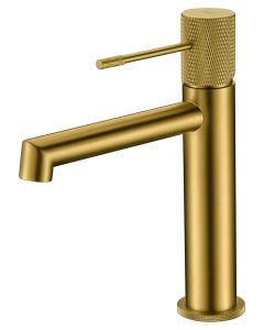 Grifo de lavabo IMEX serie LINE acabado oro cepillado