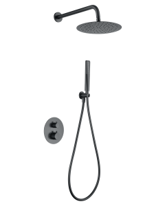 Grifo termostático empotrado de ducha IMEX Nápoles acabado black gun metal