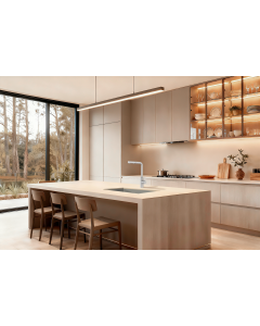 Grifo extraíble de cocina IMEX Oporto GCE030/BL blanco mate instalado en cocina