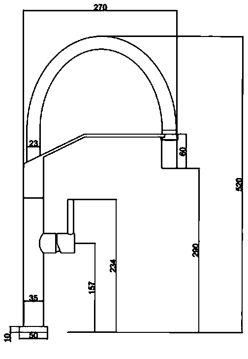 Esquema de medidas Grifo Monomando Cocina Flexible IMEX Deva Acero S316