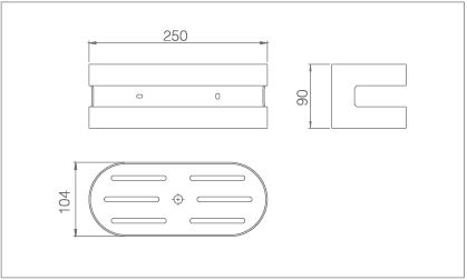 Esquema de medidas Jabonera de Pared IMEX Nirmala Níquel Cepillado
