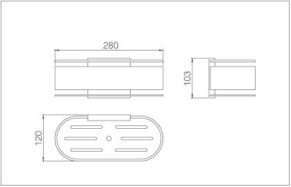 Esquema de medidas Jabonera de Pared Imex Serie Anga Acabado Cromo