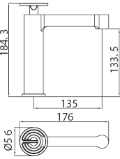 Esquema de medidas Grifo Monomando Lavabo IMEX Olimpo Cromo