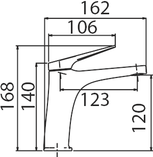 Esquema de medidas Grifo Monomando de Lavabo IMEX Delos Oro Cepillado