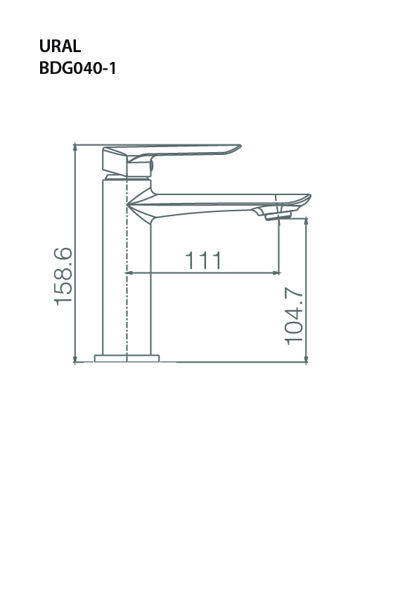 Esquema de medidas Grifo Monomando Lavabo IMEX Serie Ural Negro Mate