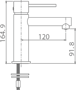 Esquema de medidas Grifo Monomando Lavabo IMEX Milos Cromo