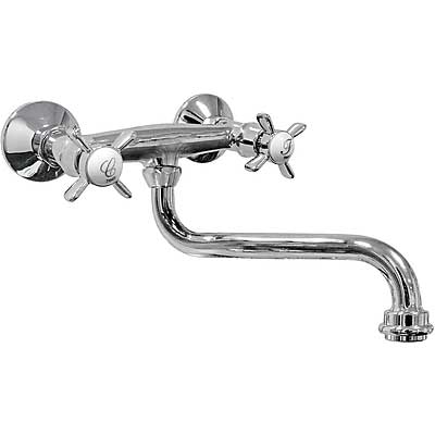 Grupo fregadero pared RETRO‑TRES Distancia a pared de 250 mm. - Tres 02431001