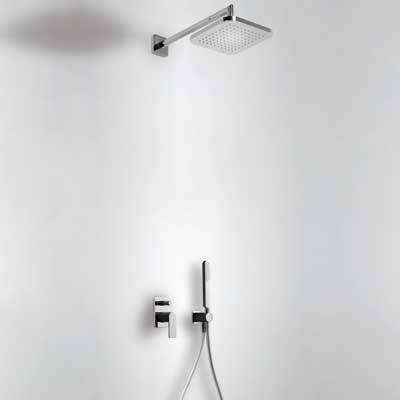 Kit de ducha monomando empotrado con cierre y regulación de caudal.
 - Tres 20018002NE