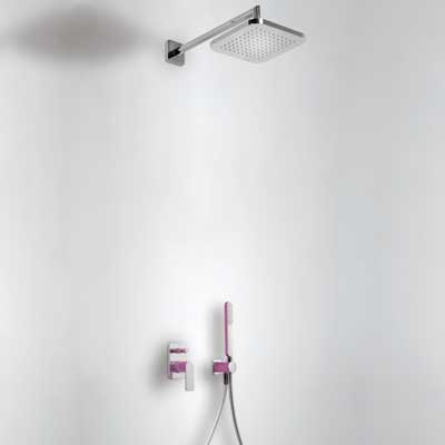 Kit de ducha monomando empotrado con cierre y regulación de caudal.
 - Tres 20018002VI