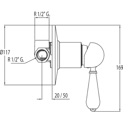 Grifo Monomando empotrar (1 vía)  - Tres 02417712