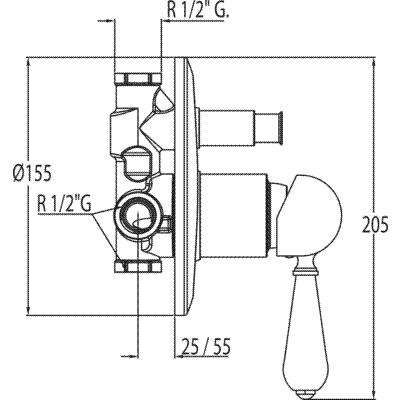 Grifo Monomando empotrar (2 vías)  - Tres 02418012