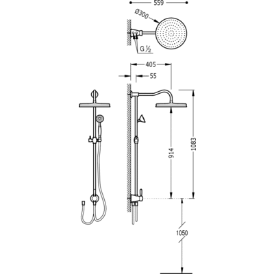 Conjunto ducha anticalcárea RETRO  - Tres 02447601