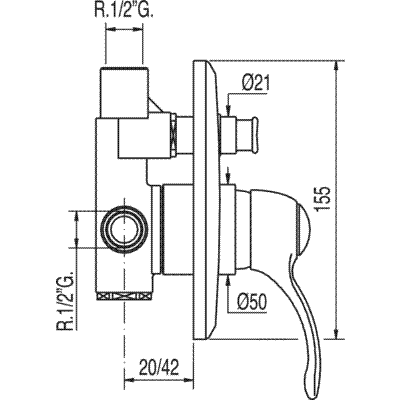 Grifo Monomando empotrar (2 vías) - Tres 04218012