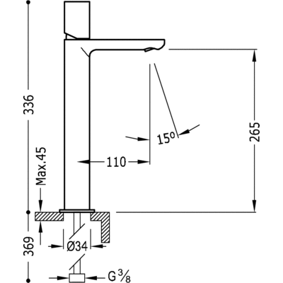 Grifo Monomando lavabo con alargadera. - Tres 06110306