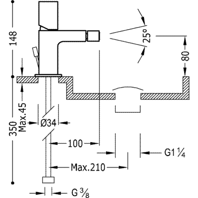 Grifo Monomando bidé  - Tres 06122001