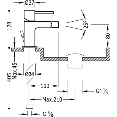 Grifo Monomando bidé  - Tres 06222001D