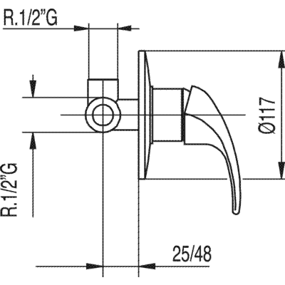 Grifo Monomando empotrar ducha  - Tres 07217712