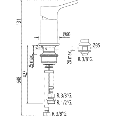 Grifo Monomando bidé con duchita  - Tres 08513001