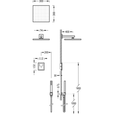 Kit electrónico de ducha termostático empotrado - Tres 09286508