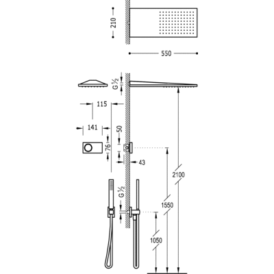Kit electrónico de ducha termostático empotrado - Tres 09286551