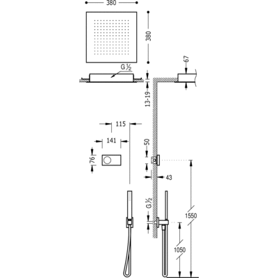 Kit electrónico de ducha termostático empotrado - Tres 09286552