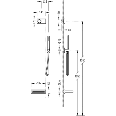 Kit electrónico de bañera termostático empotrado - Tres 09286553