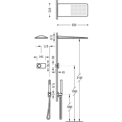 Kit electrónico de ducha termostático empotrado - Tres 09286554