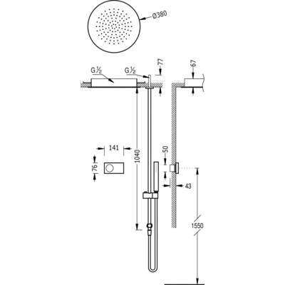 Kit electrónico de ducha termostático empotrado - Tres 09286565