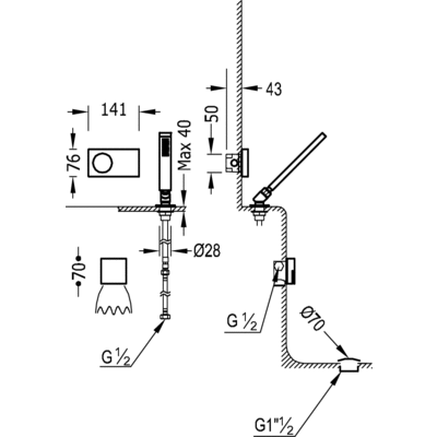 Kit electrónico de bañera termostático empotrado - Tres 09286571