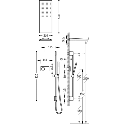 Kit electrónico de ducha termostático empotrado - Tres 09286580
