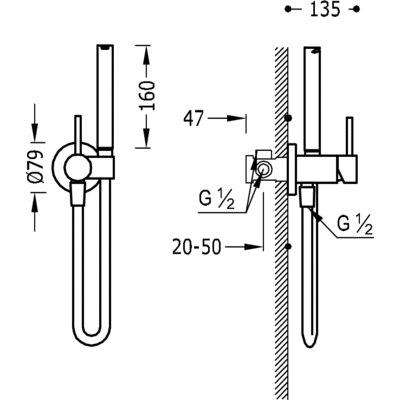 Grifo Monomando empotrar para bidé WC - Tres 134122